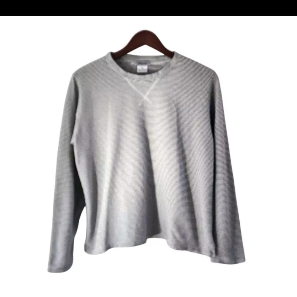 Iridium Black White Striped Long Sleeve Top Shirt Pima Cotton Womens Size M